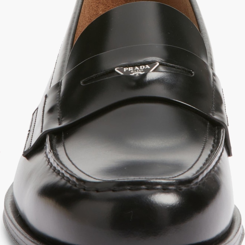 Prada Men's Shiny Black penny loafers